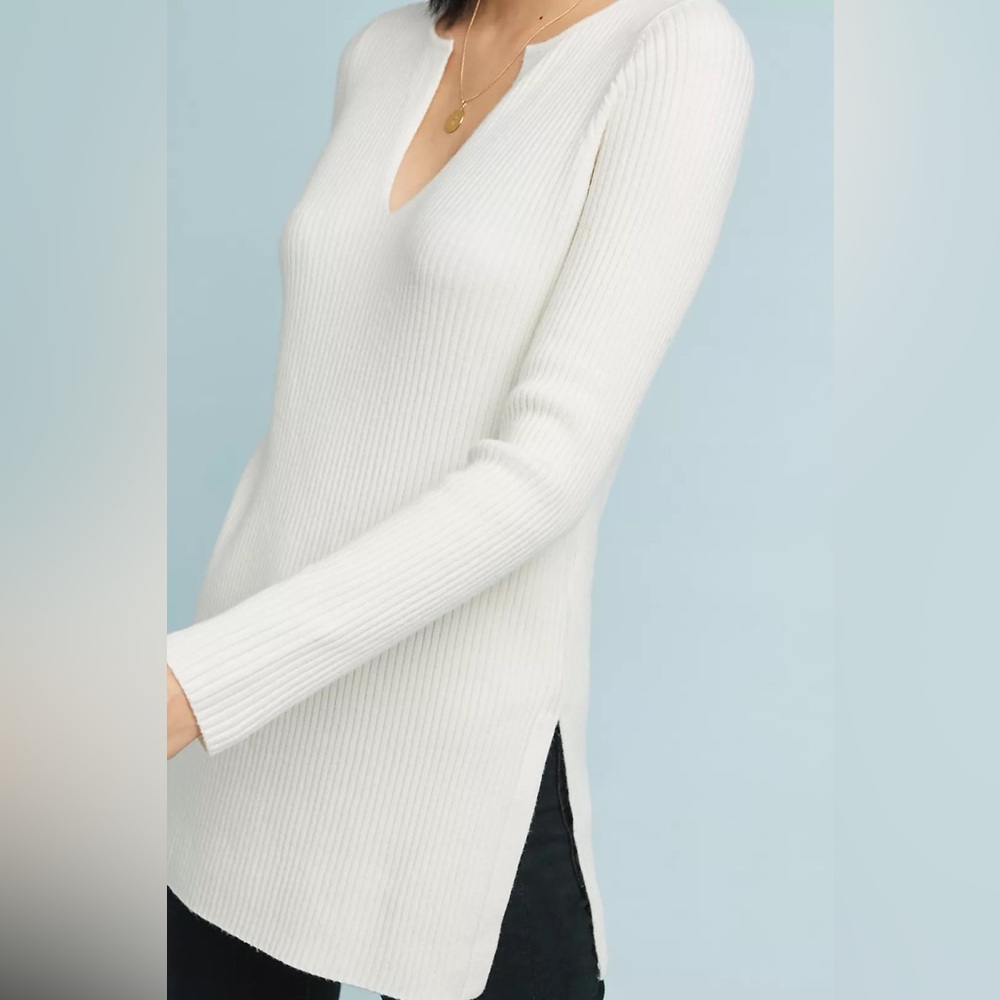 Anthropologie Merino Wool Blend Sweater Ivory Size Medium